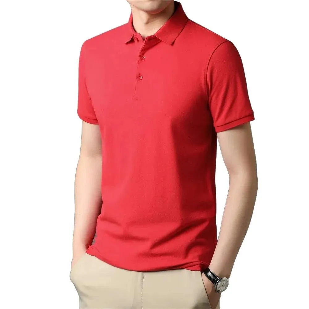 Pure Color Casual Short Sleeve Polo-Shirt - Pylnam