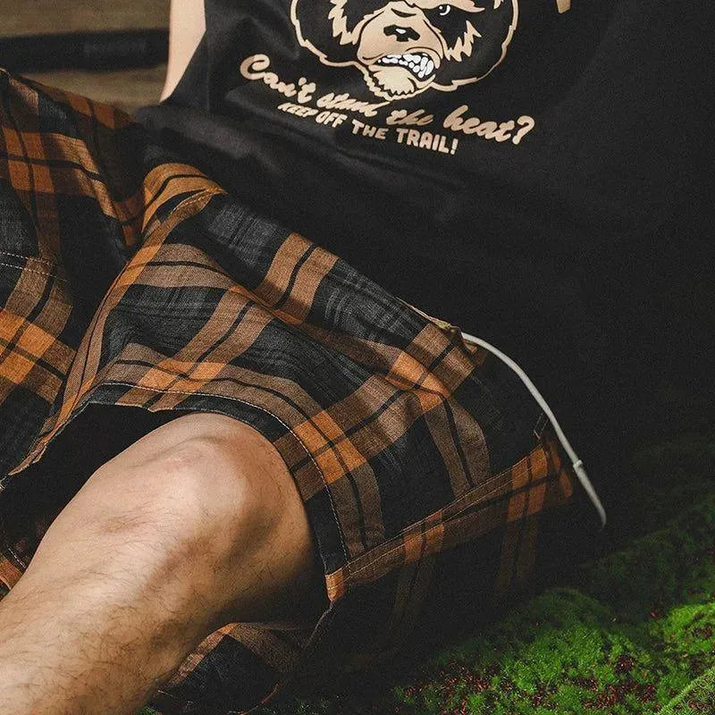 Retro Plaid Cargo Shorts - Pylnam