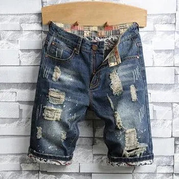 Retro Rip Denim Shorts - Pylnam