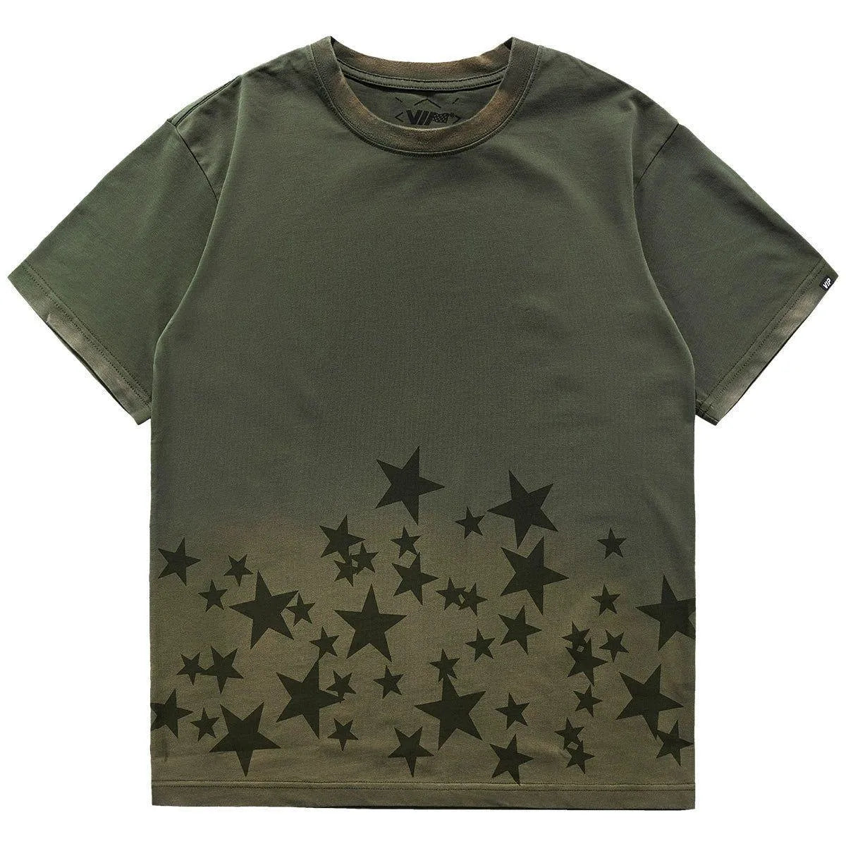 Retro Star Distressed Short Sleeve T-Shirt - Pylnam