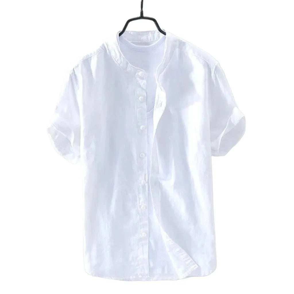 Short Sleeve Linen Daily Shirt - Pylnam