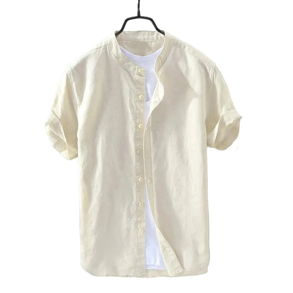 Short Sleeve Linen Daily Shirt - Pylnam