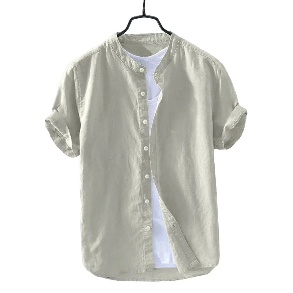 Short Sleeve Linen Daily Shirt - Pylnam