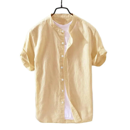 Short Sleeve Linen Daily Shirt - Pylnam