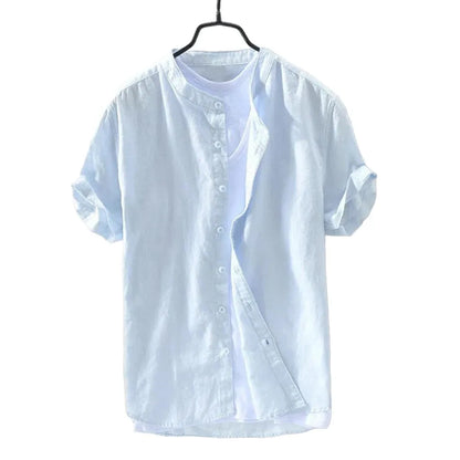 Short Sleeve Linen Daily Shirt - Pylnam