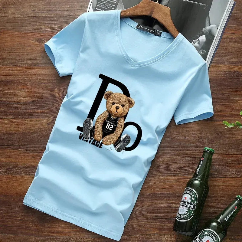 Silly Bear V-Neck T-Shirt - Pylnam