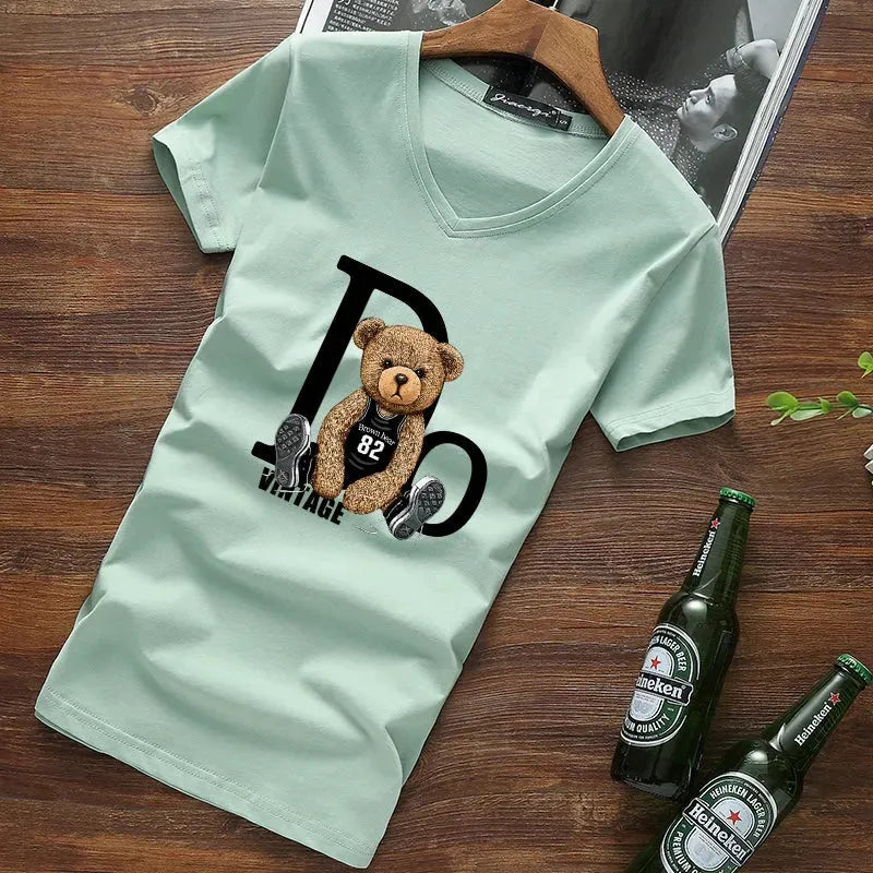 Silly Bear V-Neck T-Shirt - Pylnam