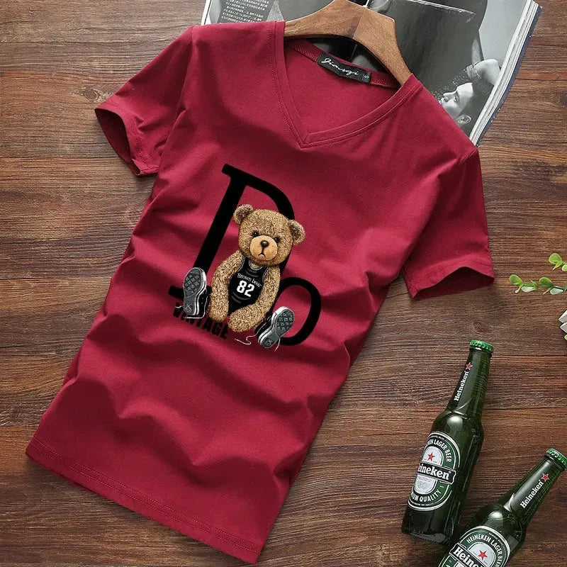 Silly Bear V-Neck T-Shirt - Pylnam