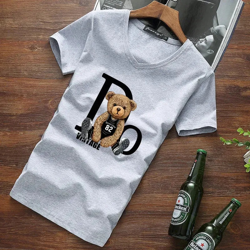 Silly Bear V-Neck T-Shirt - Pylnam