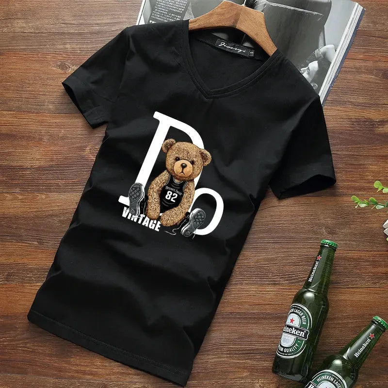 Silly Bear V-Neck T-Shirt - Pylnam