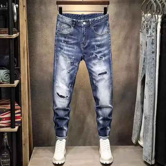 Slim Fit Light Washed Ripped Jeans - Pylnam