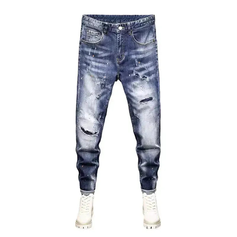 Slim Fit Light Washed Ripped Jeans - Pylnam