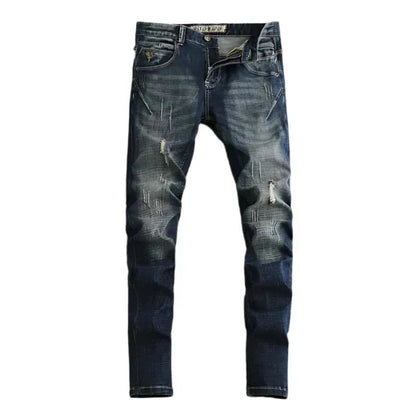 Slim Fit Vintage Ripped Jeans - Pylnam