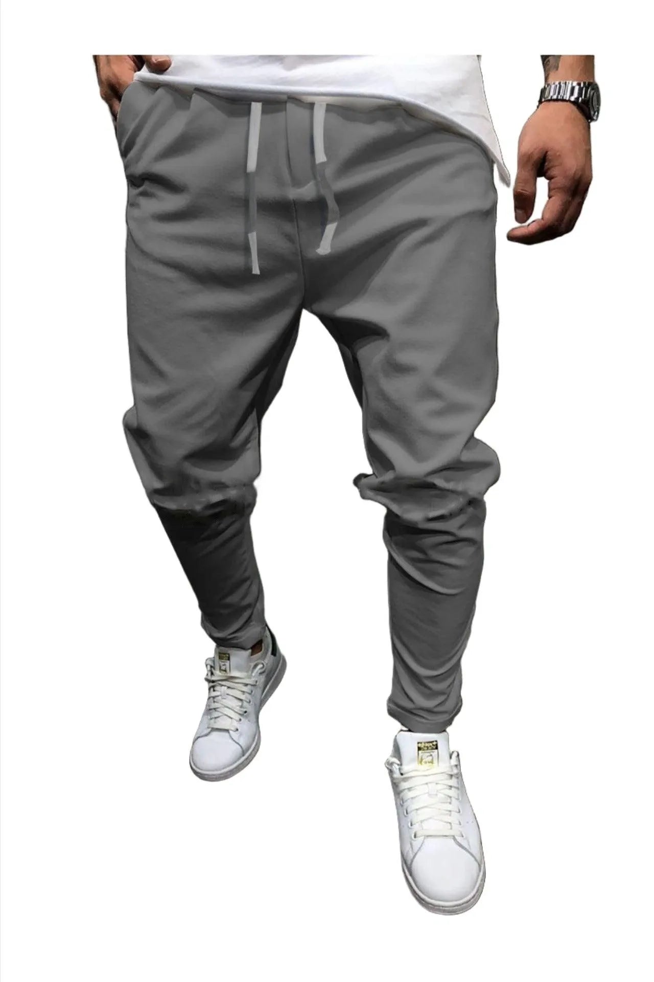 Solid Color Cropped Joggers - Pylnam