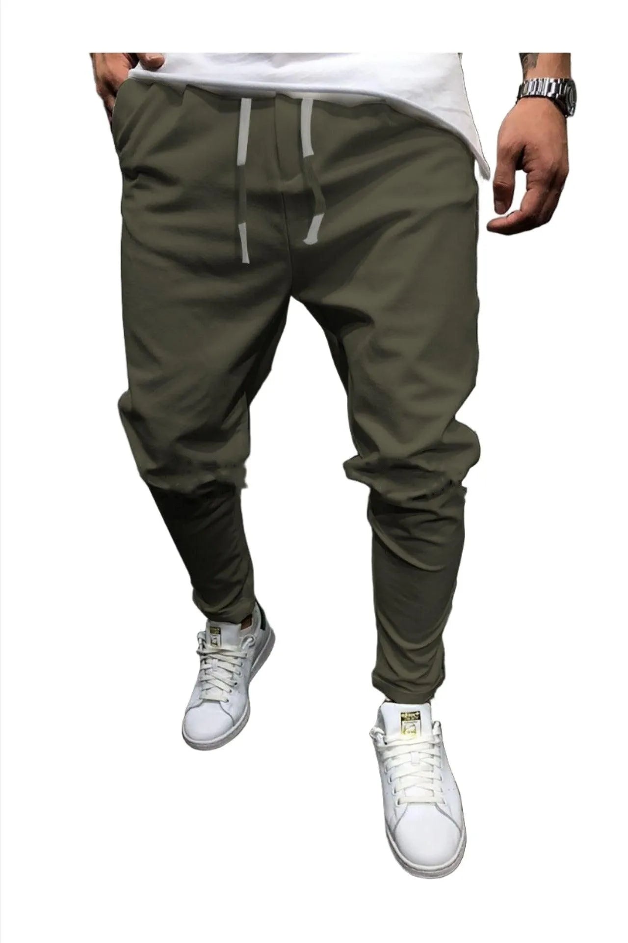 Solid Color Cropped Joggers - Pylnam