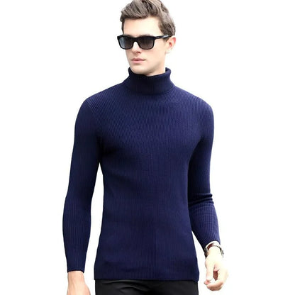 Solid Color Long Sleeve Turtleneck - Pylnam