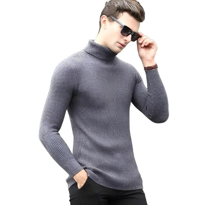 Solid Color Long Sleeve Turtleneck - Pylnam