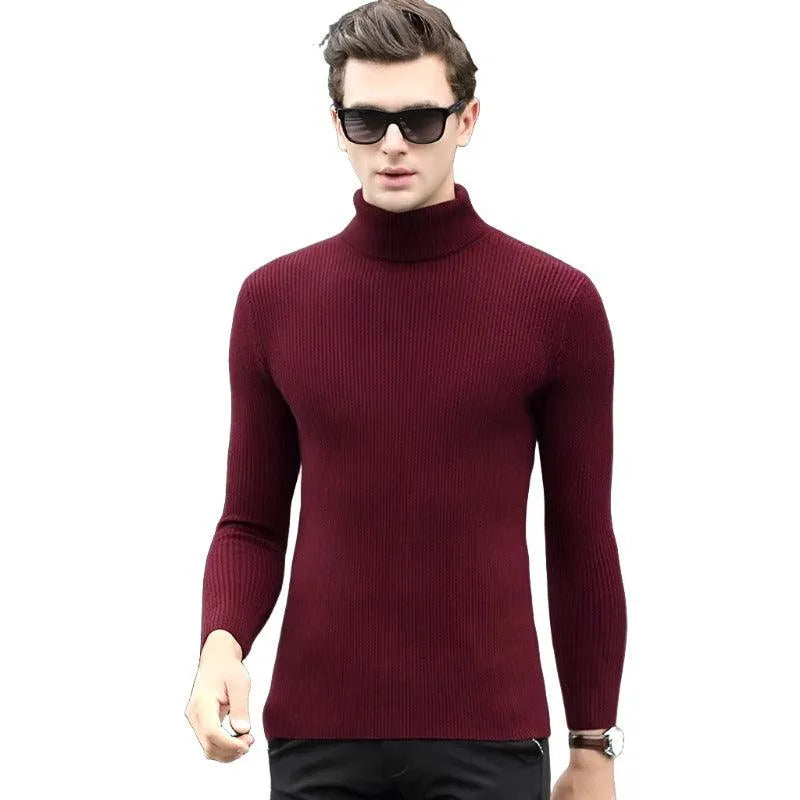 Solid Color Long Sleeve Turtleneck - Pylnam