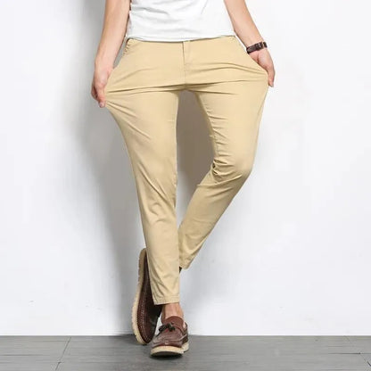 Straight Elastic Ankle-Length Formal Trousers - Pylnam