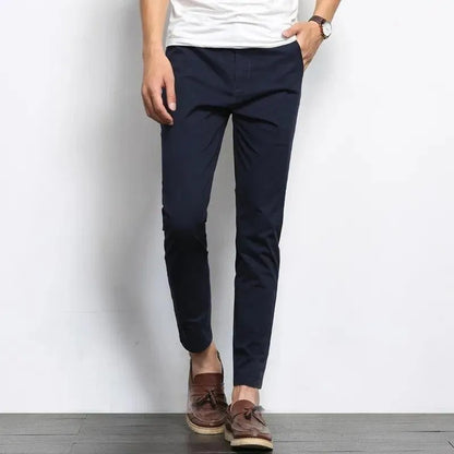 Straight Elastic Ankle-Length Formal Trousers - Pylnam