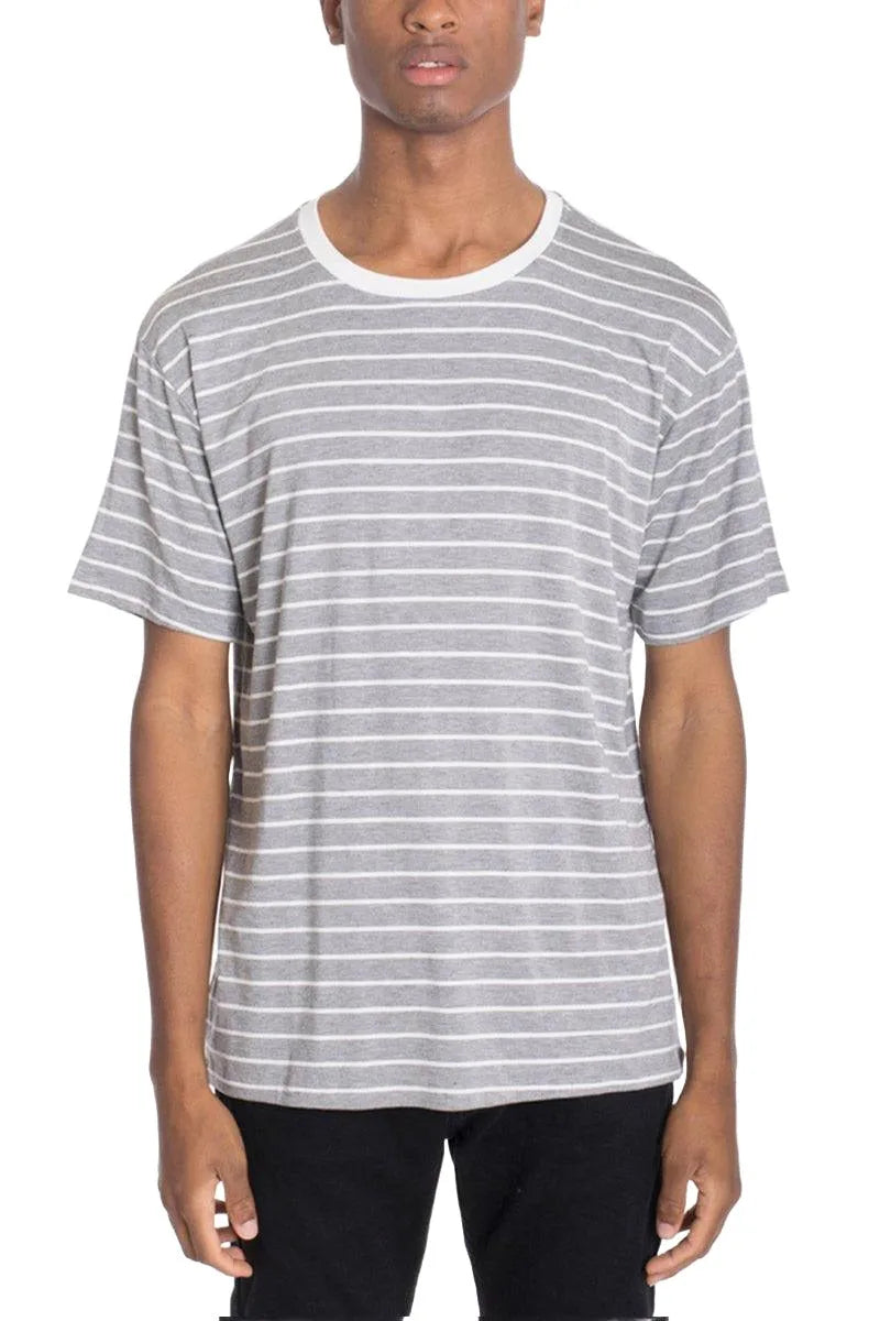 Stripped Short Sleeve Cotton T-Shirt - Pylnam