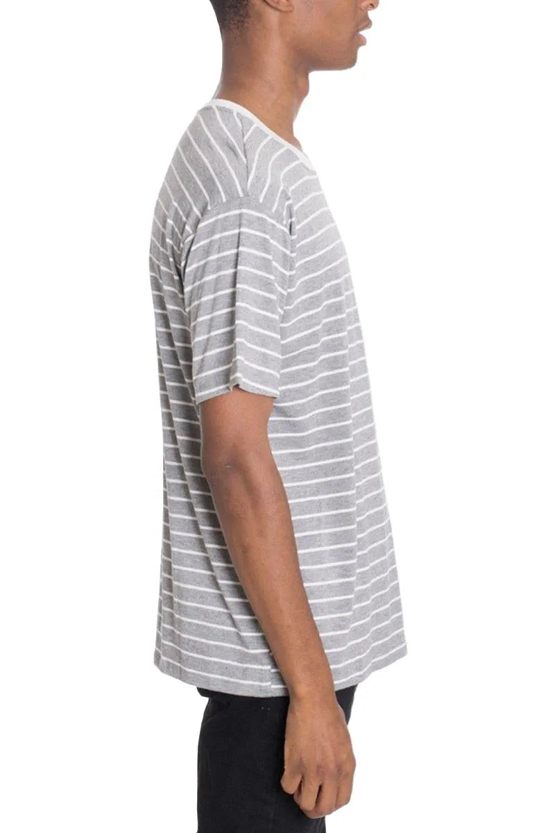 Stripped Short Sleeve Cotton T-Shirt - Pylnam