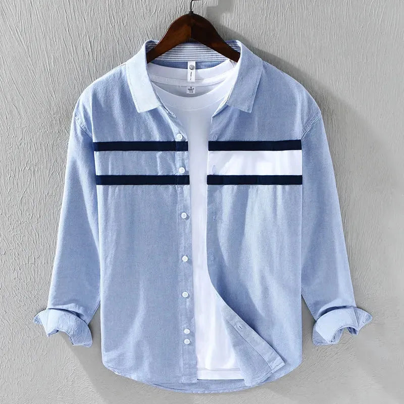 Stylish Patchwork Striped Long Sleeve Casual Shirt - Pylnam