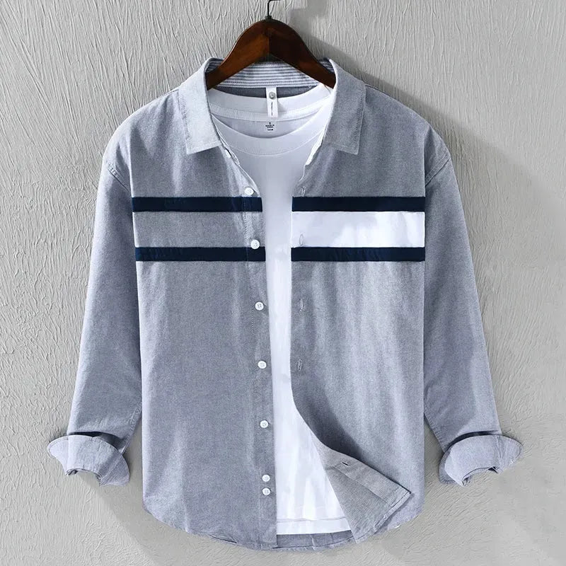 Stylish Patchwork Striped Long Sleeve Casual Shirt - Pylnam