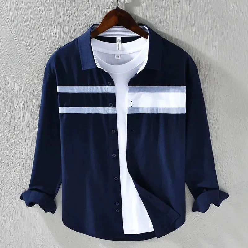 Stylish Patchwork Striped Long Sleeve Casual Shirt - Pylnam