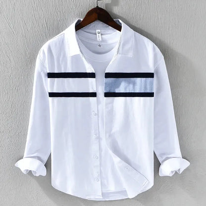 Stylish Patchwork Striped Long Sleeve Casual Shirt - Pylnam