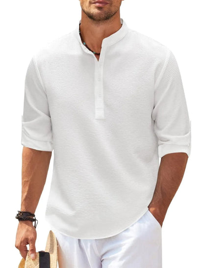 Stylish Stand Collar Long Sleeve Casual Shirt - Pylnam