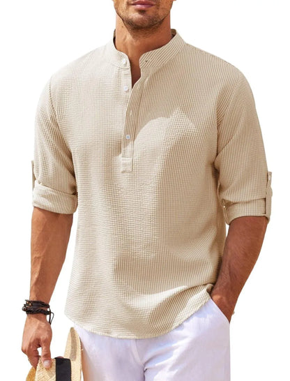 Stylish Stand Collar Long Sleeve Casual Shirt - Pylnam