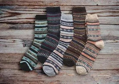 Thick Striped Wool Socks - Pylnam