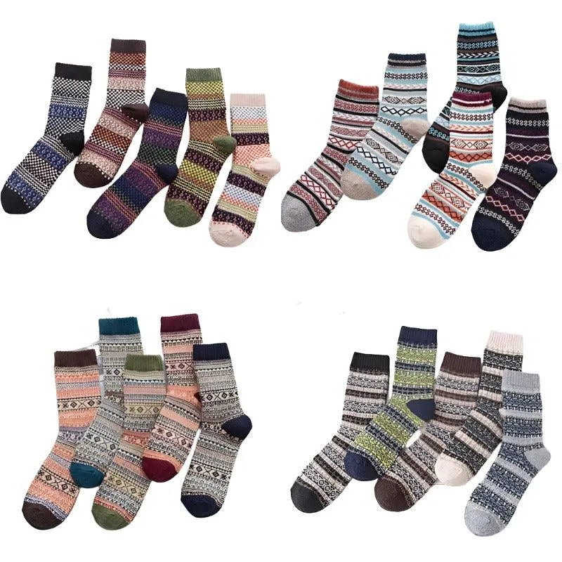 Thick Striped Wool Socks - Pylnam