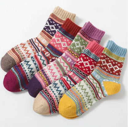 Thick Striped Wool Socks - Pylnam