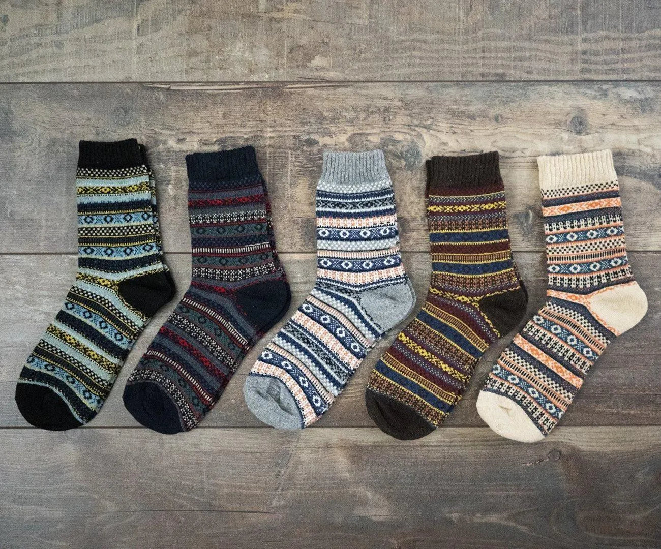 Thick Striped Wool Socks - Pylnam