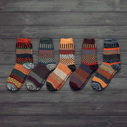 Thick Striped Wool Socks - Pylnam