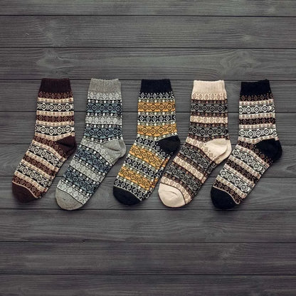 Thick Striped Wool Socks - Pylnam