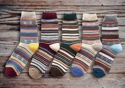 Thick Striped Wool Socks - Pylnam