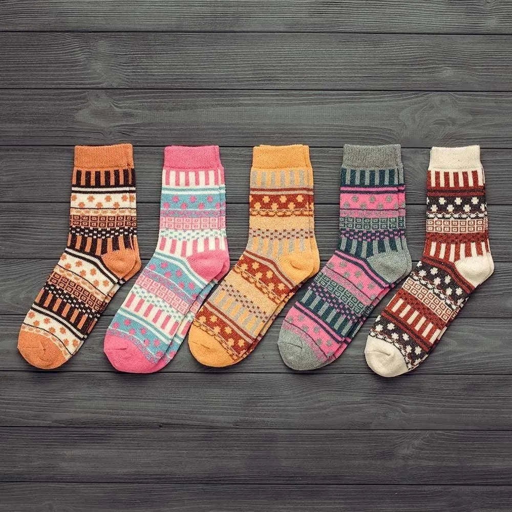 Thick Striped Wool Socks - Pylnam