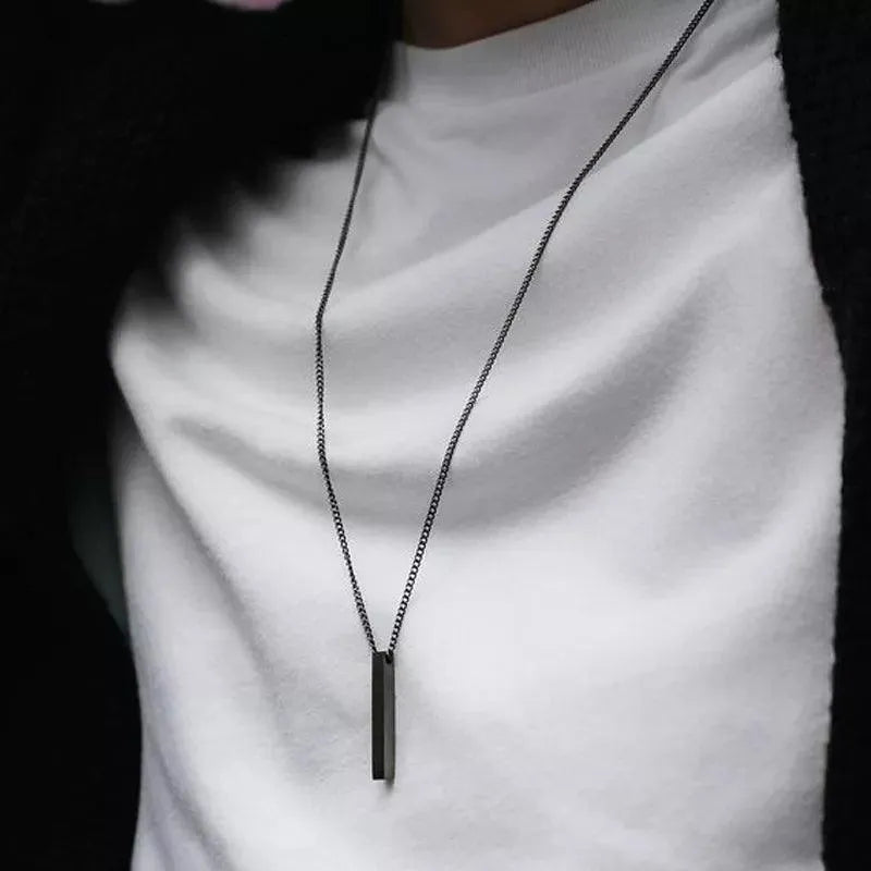 Timeless Black Steel Pendant Necklace - Pylnam