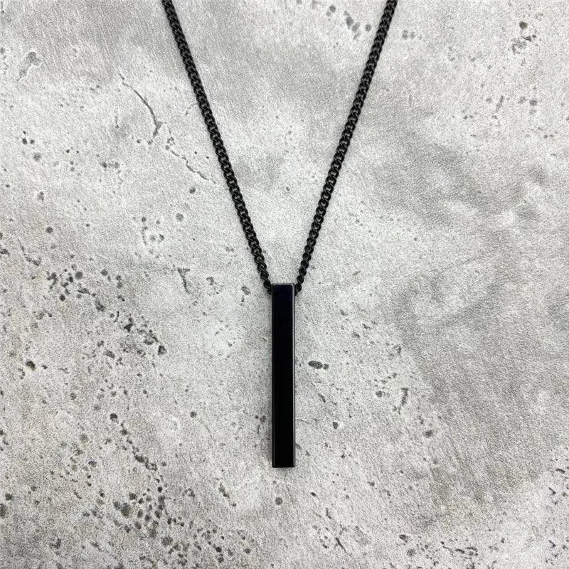 Timeless Black Steel Pendant Necklace - Pylnam