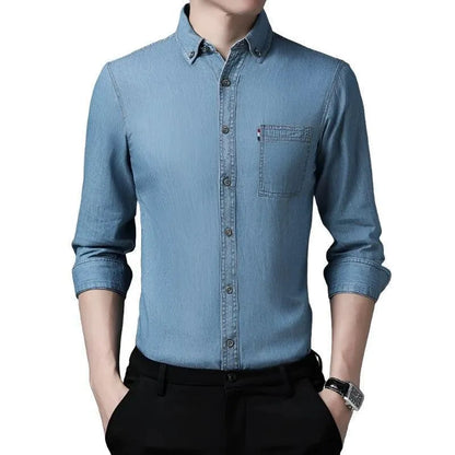 Timeless Elegance Washed Denim Shirt - Pylnam