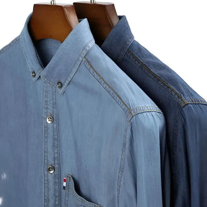 Timeless Elegance Washed Denim Shirt - Pylnam