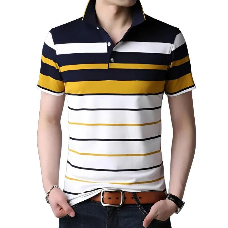 Timeless Striped Short Sleeve Polo Tee - Pylnam