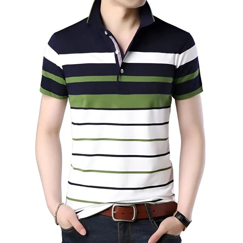 Timeless Striped Short Sleeve Polo Tee - Pylnam