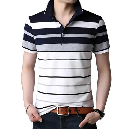 Timeless Striped Short Sleeve Polo Tee - Pylnam