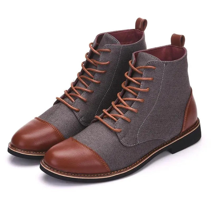 Trendy Stride High Top Leather Canvas Boots - Pylnam