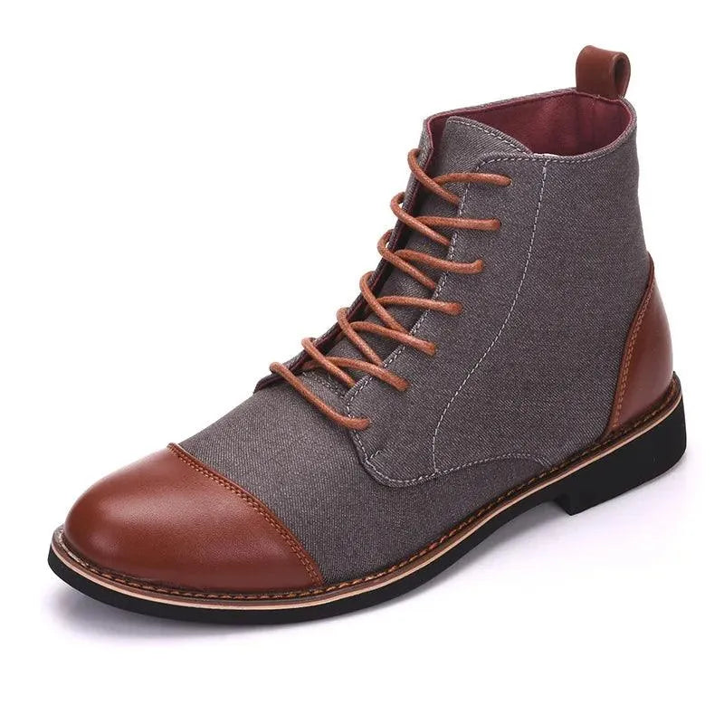 Trendy Stride High Top Leather Canvas Boots - Pylnam