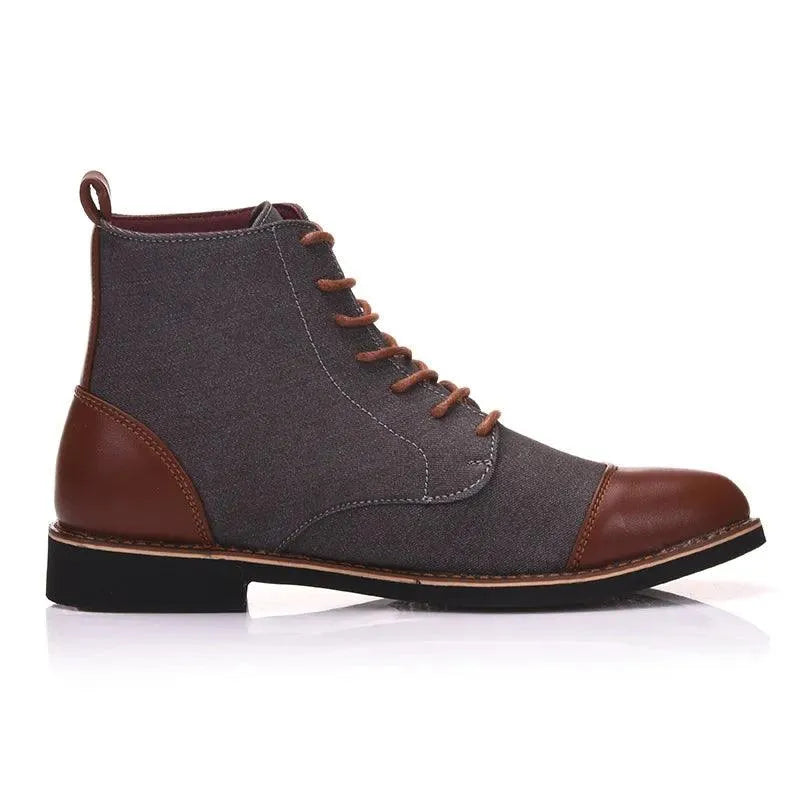 Trendy Stride High Top Leather Canvas Boots - Pylnam